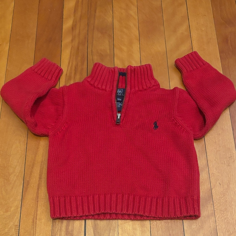 Red Half-Zip Polo sweater